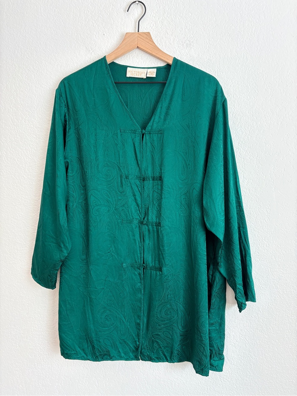 Vintage Victoria’s Secret Emerald Green Silk Mandarin Tunic